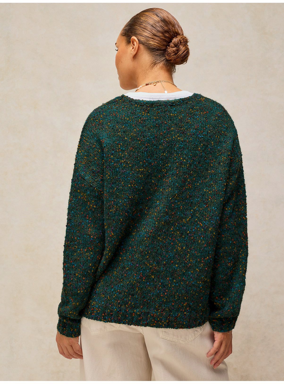 WHITE STUFF Texture V Neck Jumper 18 - Image 2 thumbnail